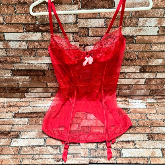 Victorias Secret Red Lace Corset 36B - Picture 1 of 7